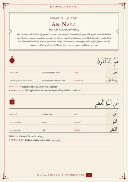 Juz Amma, Lafz ba Lafz: page 2